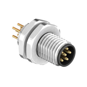 CC08-06P-FA-PB M8 Circular Connector A Code Panel Mount PCB Type Front Fastened Plug