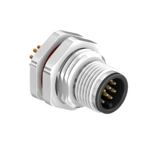 CC12-12P-FA07-PB2 M12 Circular Connector A Code Panel Mount PCB Type Front Fastened Plug