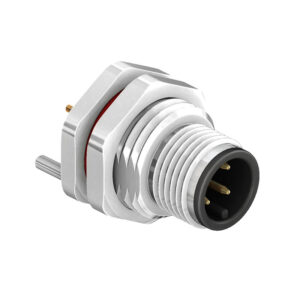 CC12-XXP-FA07-PBSX M12 Circular Connector A Code Panel Mount PCB Type Front Fastened Shielded Plug